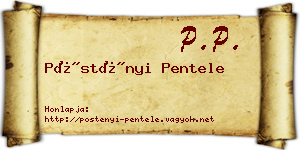 Pöstényi Pentele névjegykártya